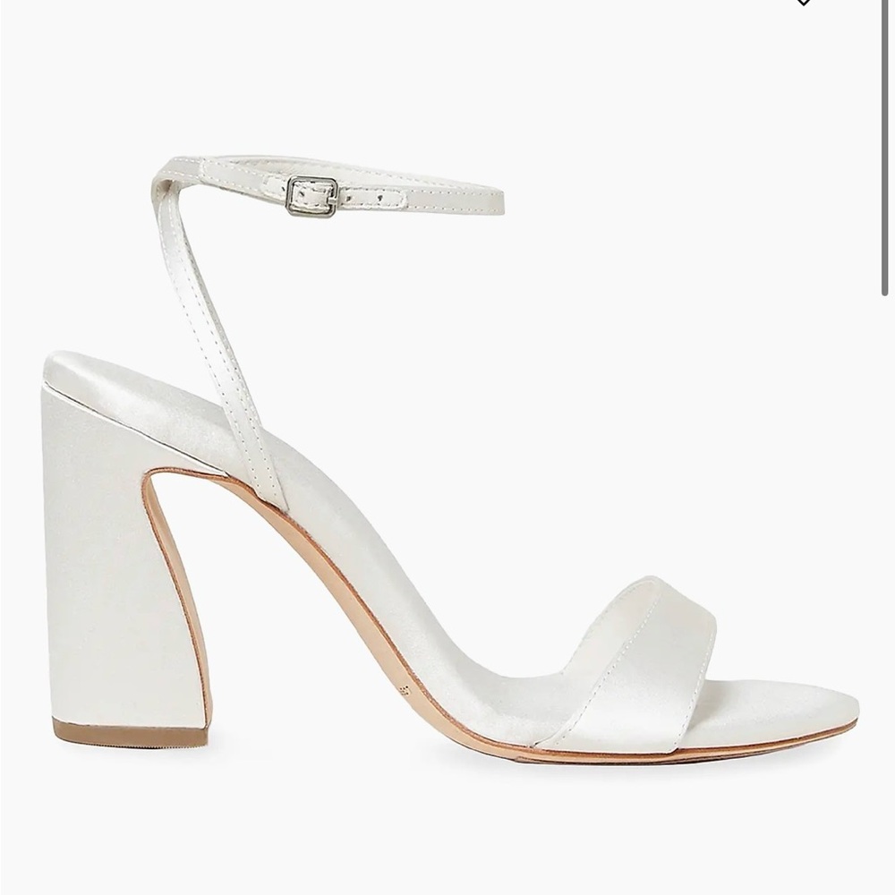Loeffler Randall Malia 90mm Curved Heels - size 8.5 - bridal white satin